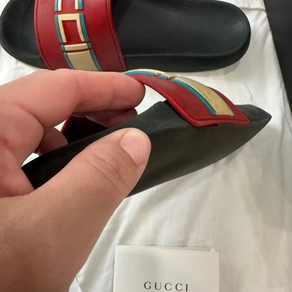 Gucci Red and Black Slide Sandals - Picture 5 of 10